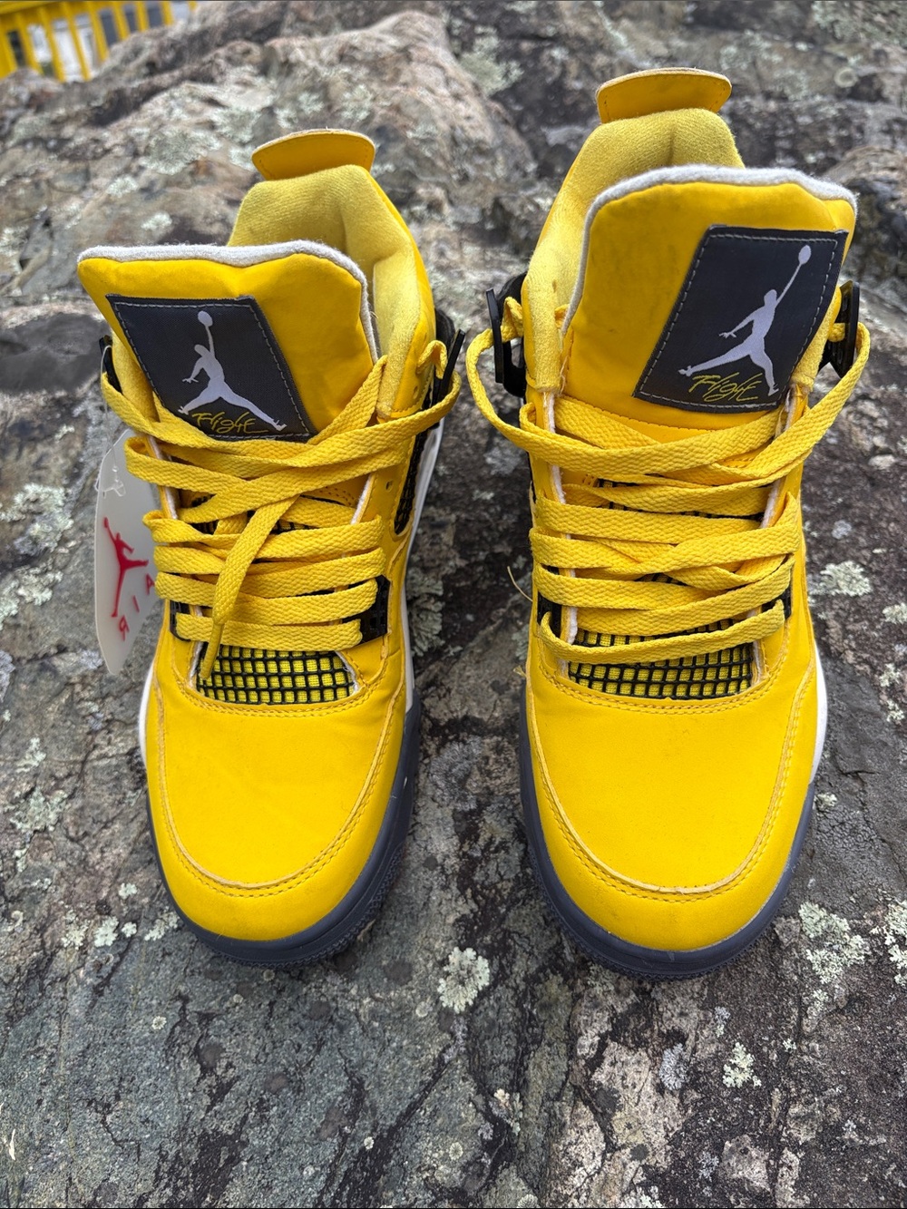 Jordan Kids Yellow High-Top Sneakers with Black Accents